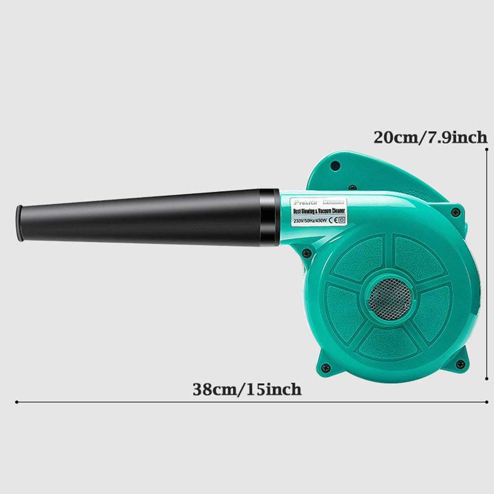 Soffiatore Elettrico con Cavo e aspirapolvere, spazzatrice da Giardino Portatile, Lunghezza Cavo 1,5 m/con Sacco di Raccolta, per Giardino, Computer, Auto