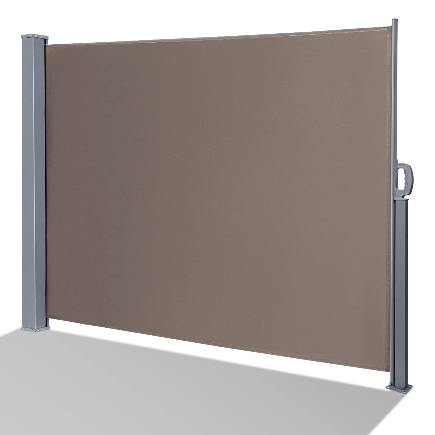 Sonnewelt Markiza boczna wysuwana 180 x 300 cm, ochrona przed wzrokiem, ochrona przed słońcem, roleta boczna w zestawie z osłoną antykolizyjną i mocną klamrą, nadaje się do stosowania na balkonach i