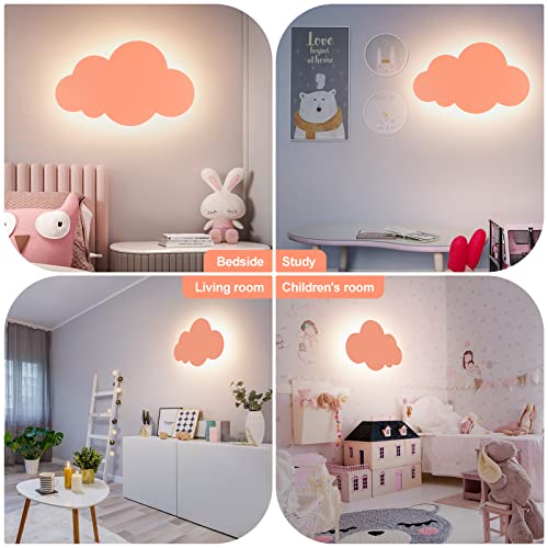 HORKEY - Lampada da parete a forma di nuvola, per interni ed esterni, lampada da parete a LED, lampada da parete per bambini, paralume in acrilico con luci LED integrate, colore caldo, rosa - Image 8