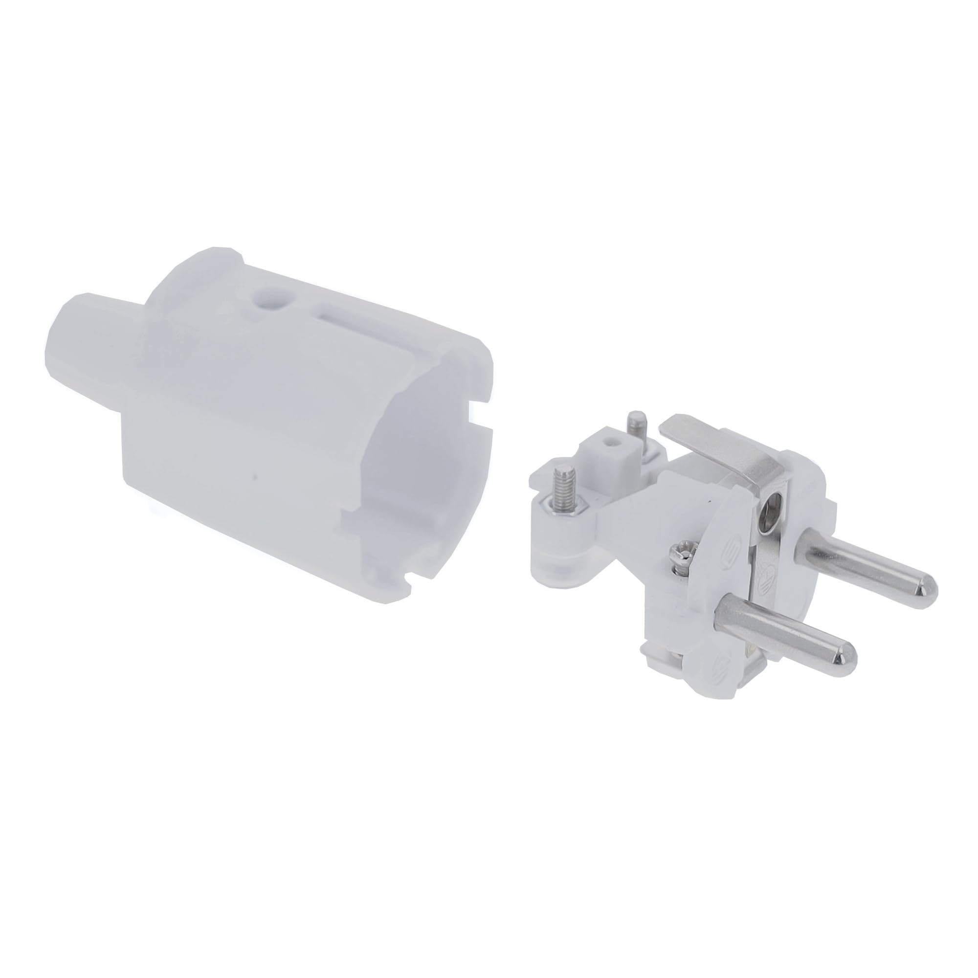 as - Schwabe 62221 - Enchufe de PVC, blanco, doble contacto de puesta a tierra, 230 V
