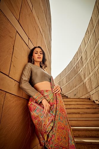 Image of SWORNOF Women's kanjivaram banarasi silk saree for Patola festival Wedding silk with rich pallu Design sarees for women with blouse piece
