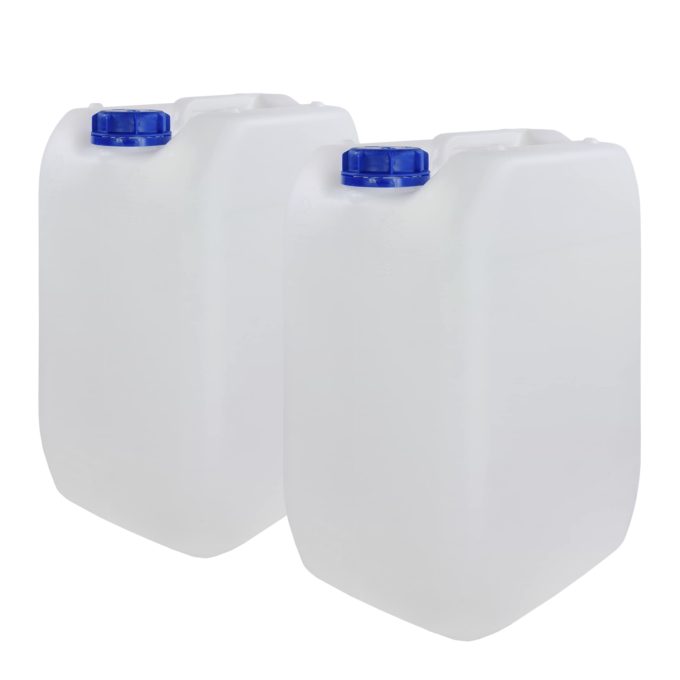 Bidón Garrafa Plástico 20 litros apilable. Apta para uso alimentario. Homologación para transporte ADR. (2 Unidades).