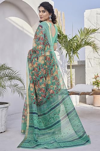 Image of MIRCHI FASHION Kota Doria Cotton Saree with Blouse Piece | Paisley Block Printed Saree for Women | Traditional Ethnic Daily Wear Summer Saree