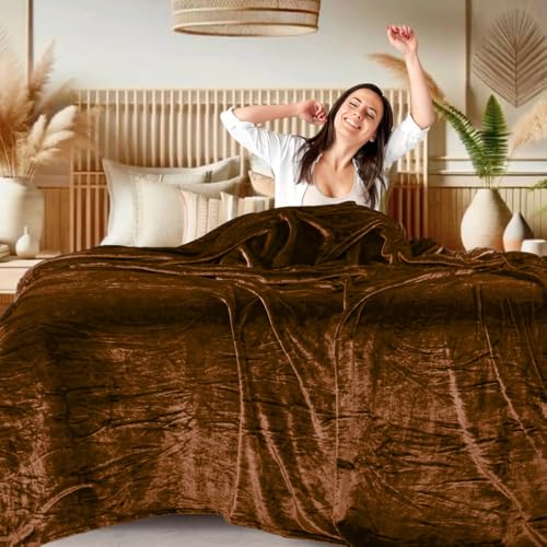 Image of ABRAZO AC Blanket | 300 GSM Lightweight Super Soft Cozy for Bed, Sofa, Couch, Travel & AC Room | Single Bed 160x220 cm | Solid Color | Breathable All-Season Comfort
