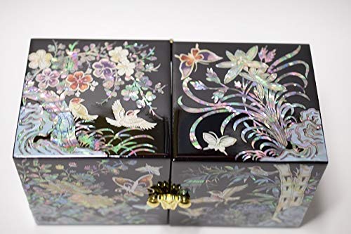 Amazon.co.jp: □韓国 伝統工芸□螺鈿細工双子宝石箱□漆蝶と雀
