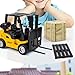 LEAQU Construction Toys, Forklift Inertia Toy Burrs-Free Excellent Workmanship Fadeless Pull Back Forklift Inertia Toy for Kids Yellow