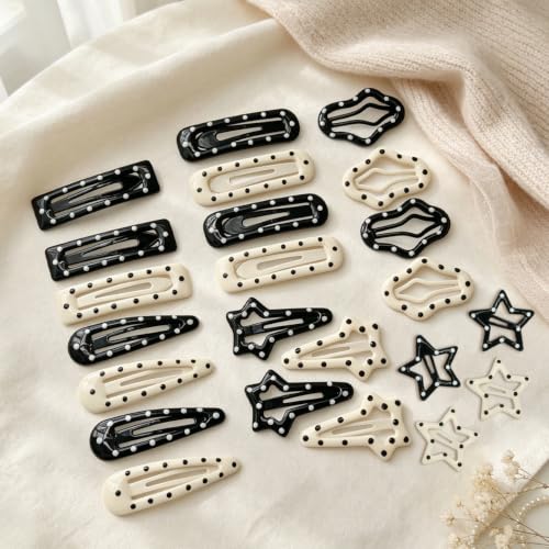 Image of MAYCREATE Star Hair Clips for Girls Women Y2k Polka Dot Cute Hair Clips | Metal snap closure, non-slip grip, lightweight comfort, versatile styling for bangs, ponytails, parties, photos, daily wear
