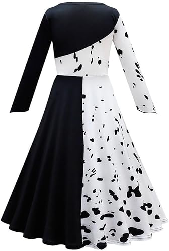 Miniatura 10 de Lito Angels Disfraz de princesa dálmata en blanco y negro con peluca de pelo para niñas pequeñas