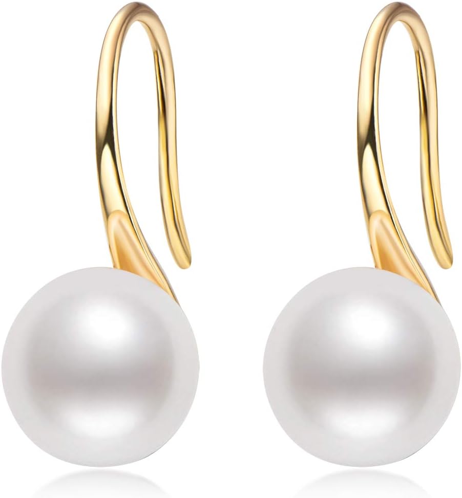 Freshwater Pearl Drop Earrings for Women, 925 Sterling Silver Infinity Pearl Drop Earrings Jewelry Gifts for Bride Wife Mom