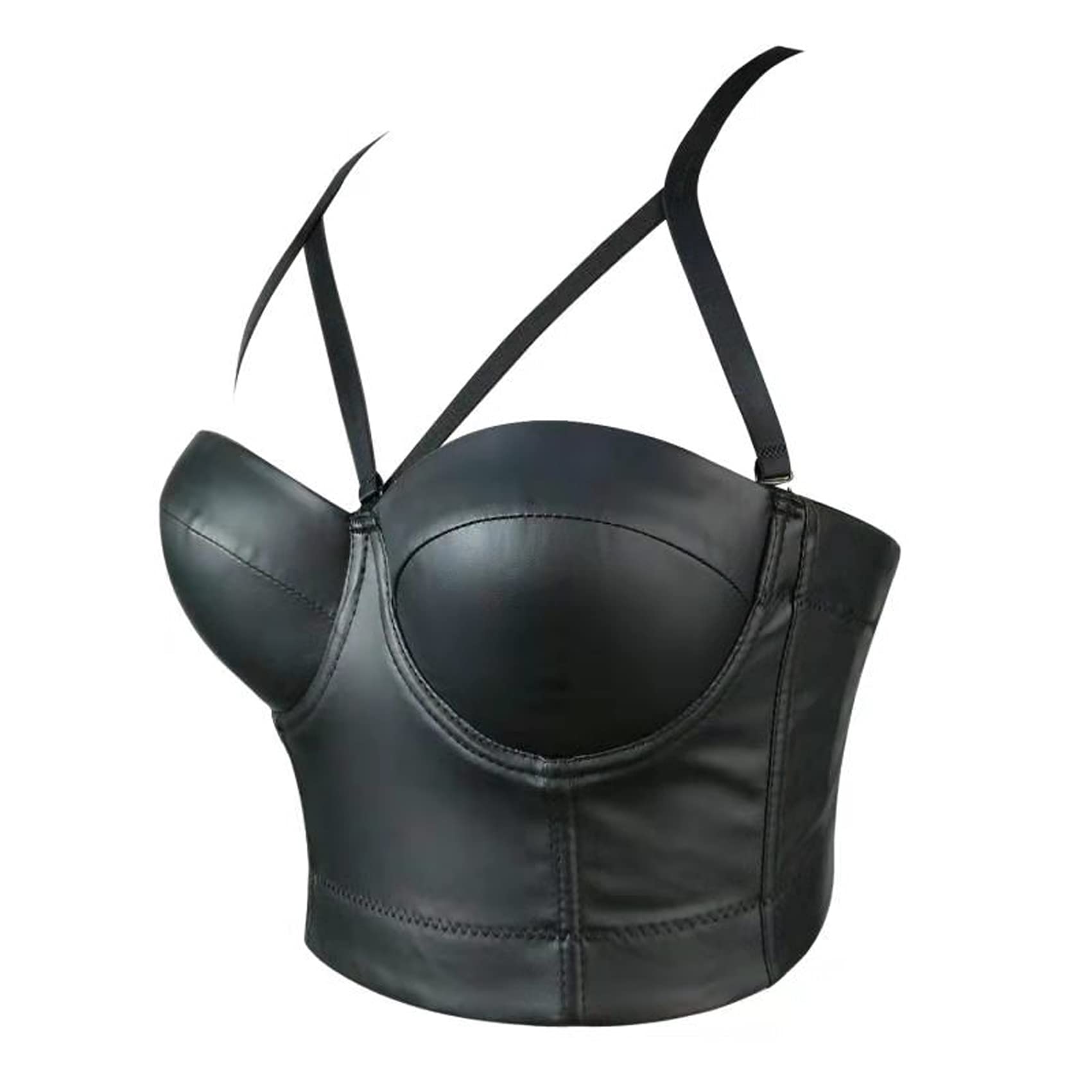 Femme PU Cuir Corset Punk Goth Push Up Bra Top Clubwear Party Bustier Crop Top