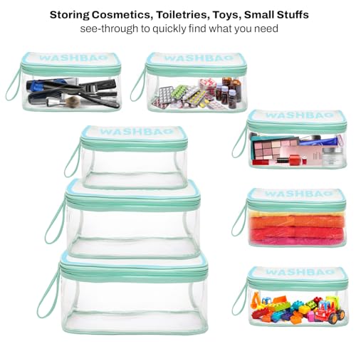 Image of Storite Set of 3 Transparent PVC Travel Pouch Set for Cosmetics - Blue
