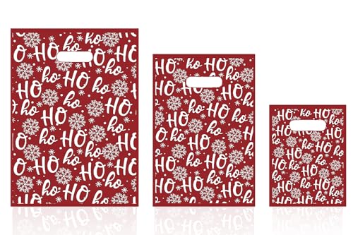 Jaywayang 200Pcs Red Christmas Snowflakes Plastic Merchandise Bags Boutique Shopping ...