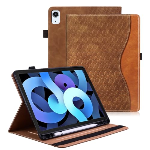 Étui iPad Air 11 M2 2024 et 10.9 2022 2020 housse cuir support porte-crayon marron