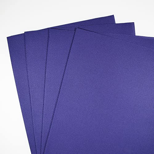 Image of KCS 4 pc of 12 inch x 18 inch 14CT Counted Cotton Aida Cloth Cross Stitch Fabric (Royal Blue)