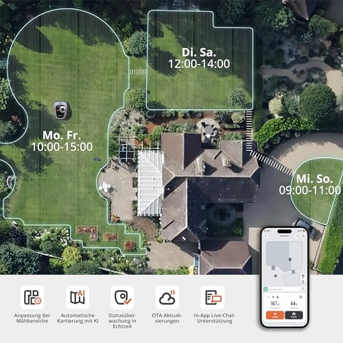 Navimow i105E Mähroboter ohne Begrenzungskabel 500 m², RTK+Vision Rasenmäher Roboter, KI Automatische Kartierung, Virtuelle Begrenzung, Mehrzonen-Management – Bild 5
