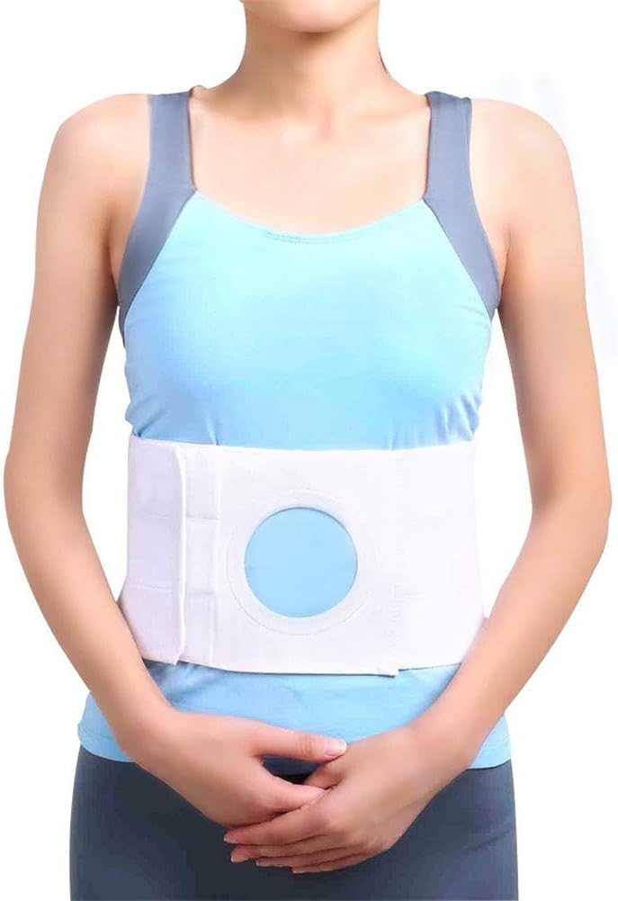DYHQQ Unisex Ostomy Hernia Belt (Hole 3.14"), fit anyother Side, Stoma Support for Colostomy Patients to Wear on The Abdominal Stoma to Fix Bag Prevent Parastomal Hernia,S