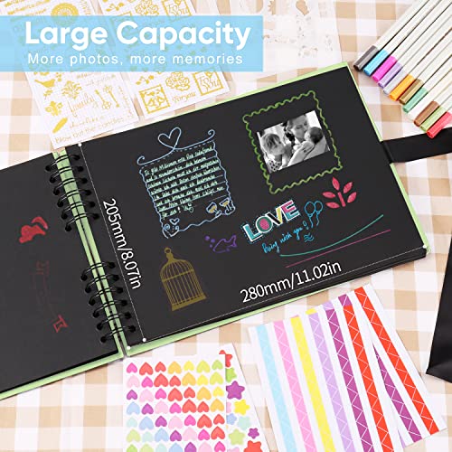 DazSpirit Photo Album Scrapbook, 80 Page DIY Memory Book with 12 Metallic Pens & 8 Photo Stickers, Holds 420 Photos - Image 3