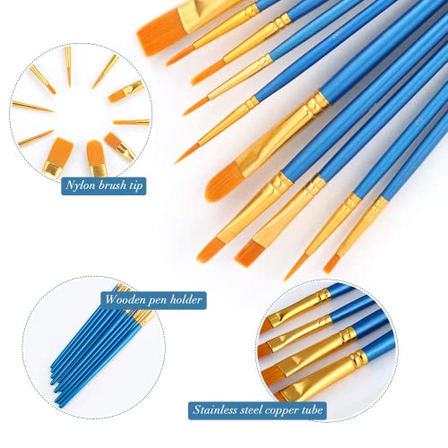 Image of Acrylic Paint Brush Set, 1 Packs / 10 pcs Watercolor Brushes Painting Brush Nylon Hair Brushes for All Purpose Oil Watercolor Painting Artist Professional Kits