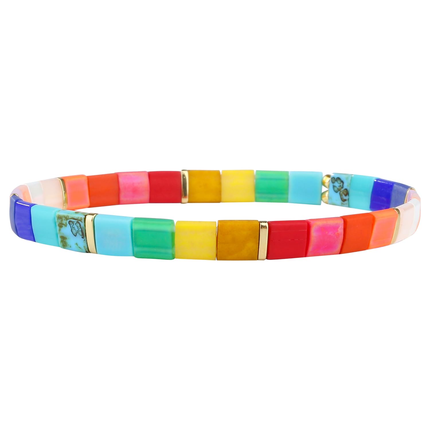 KELITCH Colorful Stackable Stretch Bracelets Tila Bead Bracelets Women Friendship Bracelets Bohemian Jewelry