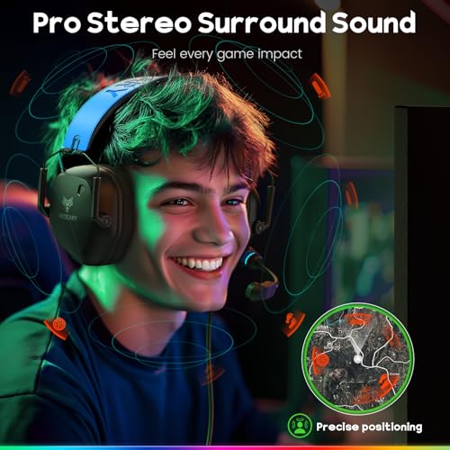 Image of WESEARY Wired Gaming Headset for Xbox One Series X|S, PC, PS4, PS5, Switch - Stereo Sound Gaming Headphones with Noise Cancelling Microphone - Soft Cushion, Headsets for Atari 2600 Accessories