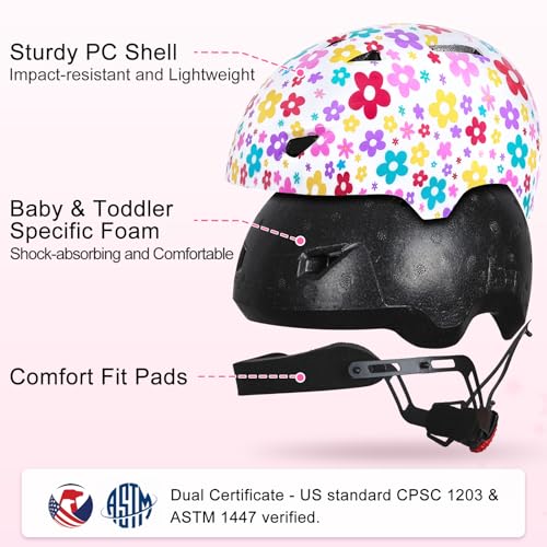 Image of Toddler Helmet, Baby Infant Kids Bike Helmet for Kids Age 1-3 /2-4 /3-5 /5-8 Adjustable Toddler Bike Helmets for Boys Girls for Scooter Skateboard Cycling