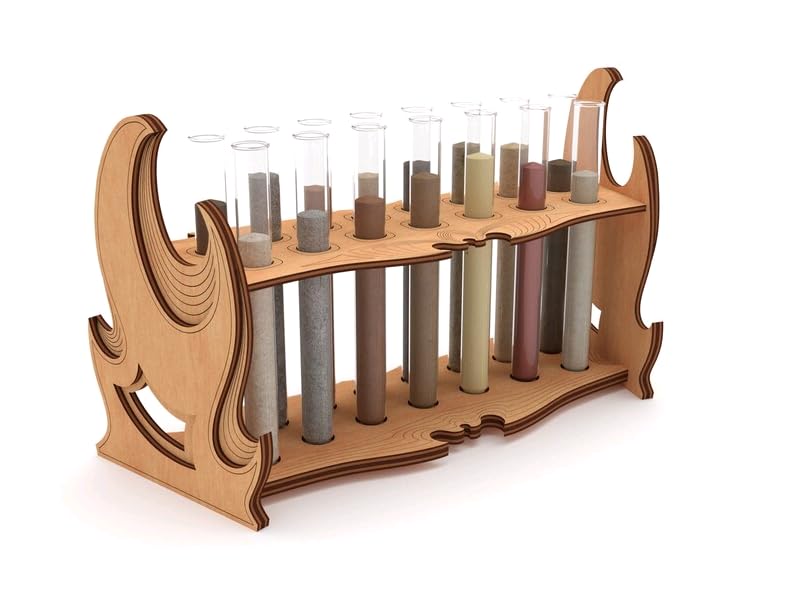 LASERMEECRAFT Antique Wooden Test Tube Spice Rack, Counter Top Space Saver Test Tube Holder for School and College Science Lab, Shops, Designed for 13mm Test Tube Diameter, Brown-image-20