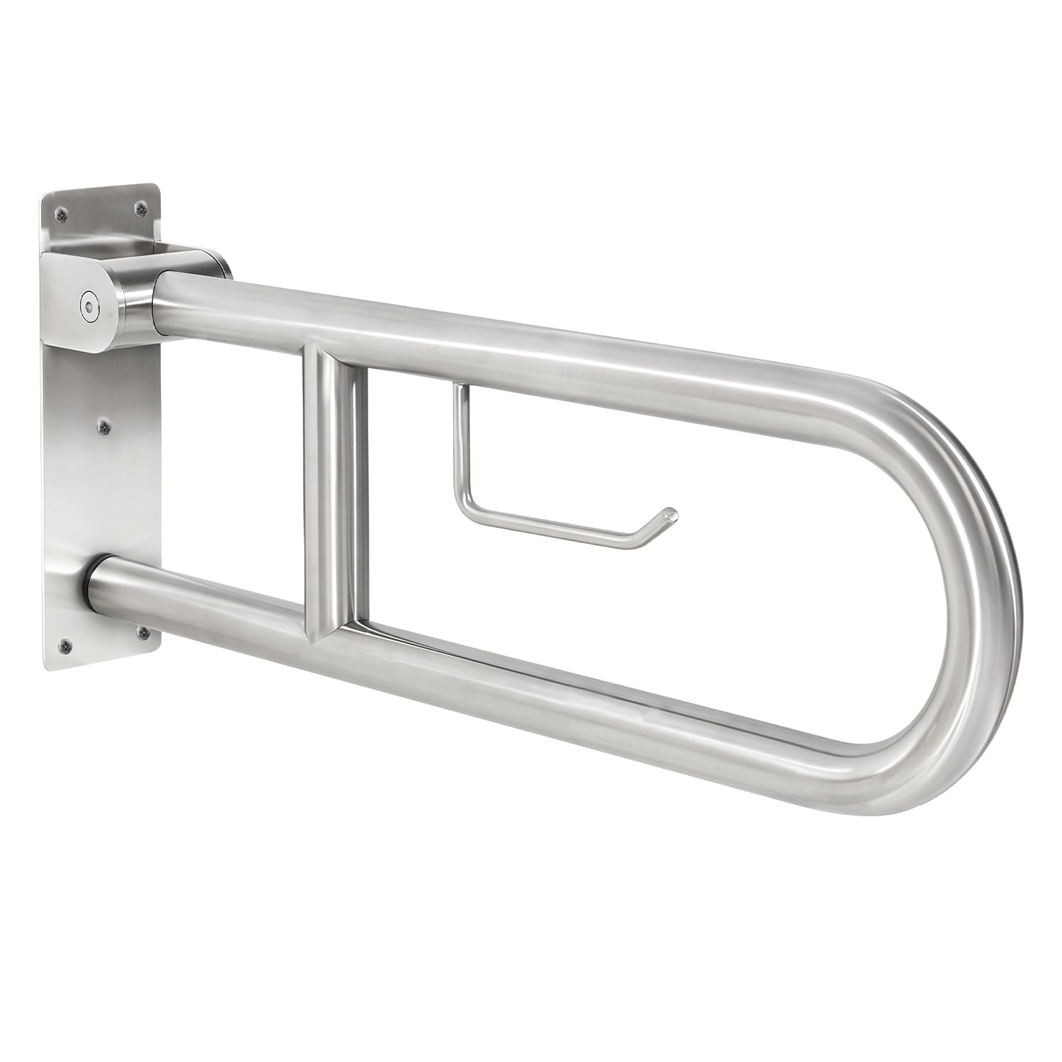 Maniglione Bagno Disabili 60 cm con Portarotolo, Maniglia Doccia Anziani in Acciaio Inox, per Anziani, Disabili, Supporta 300-350kg