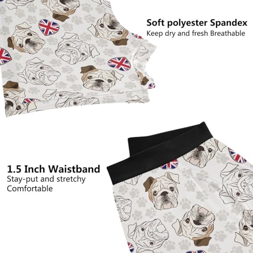 Mens Boxer Briefs English Bulldog Heart Flag Underwear Comfy Breathable 6" Boxer Brief with Fly4