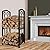 Fireplace Log Rack with 4 Pieces Fireplace Tools Set, Fire Wood Holder with Tongs Poker Brush and Shovel, Heavy Duty Steel Firewood Rack Indoor Outdoor