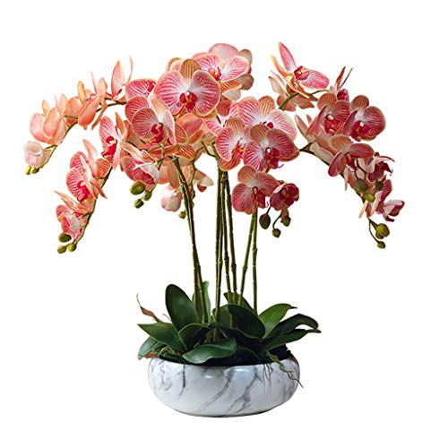 Arreglo orquídea Phalaenopsis artificial, adiós al cuidado botánico con jarrón decorativo L 2