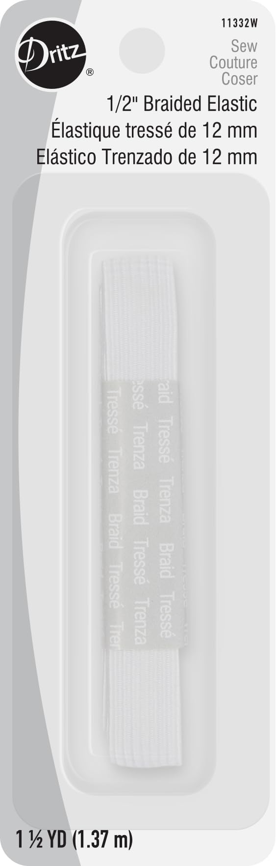Dritz Elástico trenzado, blanco, 12 mm