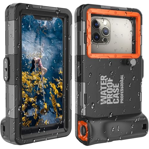 𝟐𝟎𝟐5 Underwater Snorkeling Diving Phone Case for Phone 17/16/15/14/13/12/11 Pro Max/XR/XS/X Galaxy S8/S9/S10.[50ft/15m] Professional Scuba Dive Waterproof Case Underwater Photo Video Black