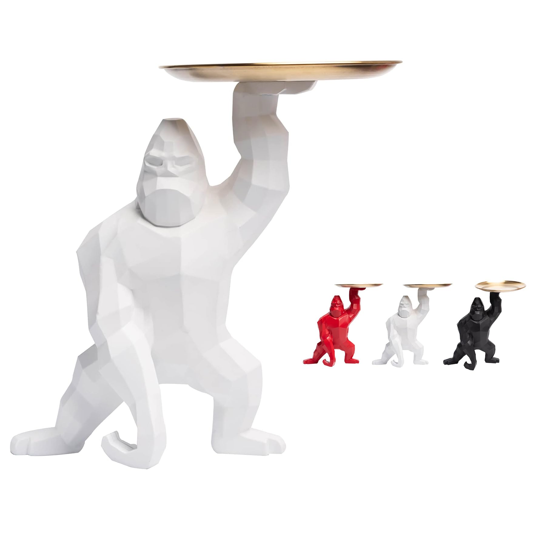 YXCQHZM Gorilla Statue, King Kong Statue, for Table Decoration, Fashion, Home Decoration, Multifunction, Office Storage, with Stainless Steel Tray (A)