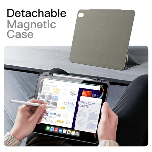Image of JETech Magnetic Detachable Cover Case for iPad Air 13-Inch M4 /M3 /M2 (2026 /2025 /2024) with Pencil Holder, Removable Rotating Clear Cover, Portrait /Landscape Stand (Space Gray)
