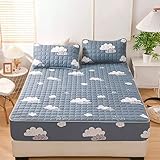 YUDEYU Acolchado Bajeras Ajustables sábanas Cubierta de Colcha Tela cepillada no te desvanezcas sin Pelota Protectores de colchón Toppers (Color : Ra01, Tamaño : 90x200cm/High 3-25cm)
