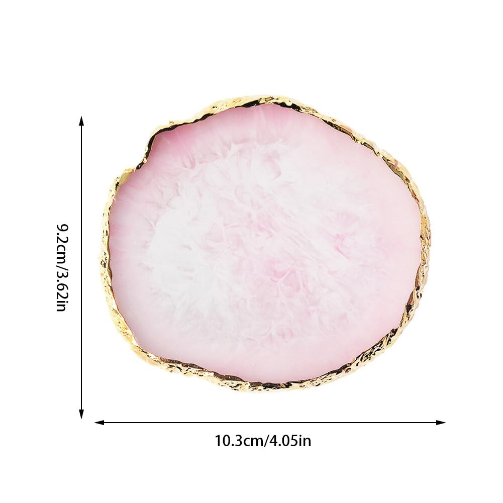 EUBUY Nail Paint Palette,Resin Nail Art Palette,Nail Art Palette Gold Edge Nail Holder Resin Agate Ornaments Nail Gel Color Makeup Display Board Mixed Color Pallet, Medium, Blue, USEUBU12031X