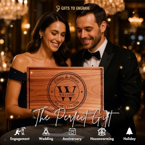 Personalized Cutting Board Wedding Gift - Custom Wood Wedding Registry Gift, Personalized Bridal Shower Gifts for the Couple, Engraved Charcuterie Board, 50th Anniversary Monogram Cutting Board - Image 2