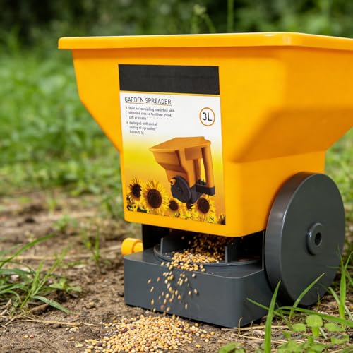 Esparcidor manual de semillas y fertilizantes para jardín miniatura 5