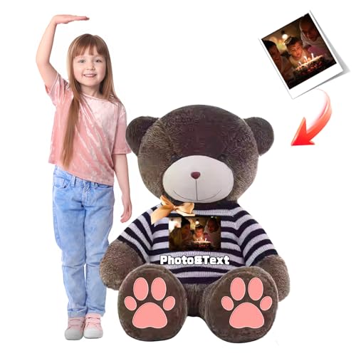 MeterBear Osito de Peluche Gigante 75 a 125cm Personalizado con Foto o Texto Regalo Enorme de Teddy Bear para San Valentín y Cumpleaños