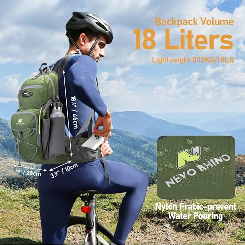 Image of N NEVO RHINO Hydration Backpack, 18L Multipurpose Hiking Backpack with 3L Water Bladder, Water Backpack Insulated Hydration Pack Ideal for Hiking and Cycling
