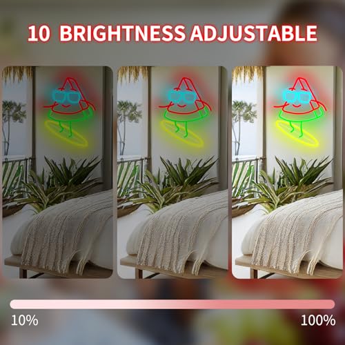 Image of Watermelon Neon Sign Dimmable Watermelon Surfer Led Sign Cute Summer Fruit Party Decorations Surfing Neon Light Sign for Surfboard Wall Decor