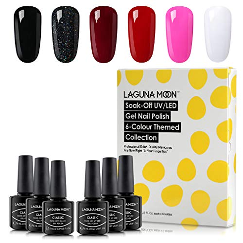 Lagunamoon Esmaltes Semipermanentes en Gel UV LED, 6 Colores de Selección Halloween, Esmalte de Uñas Soak off 8ML - Bloody Vampire