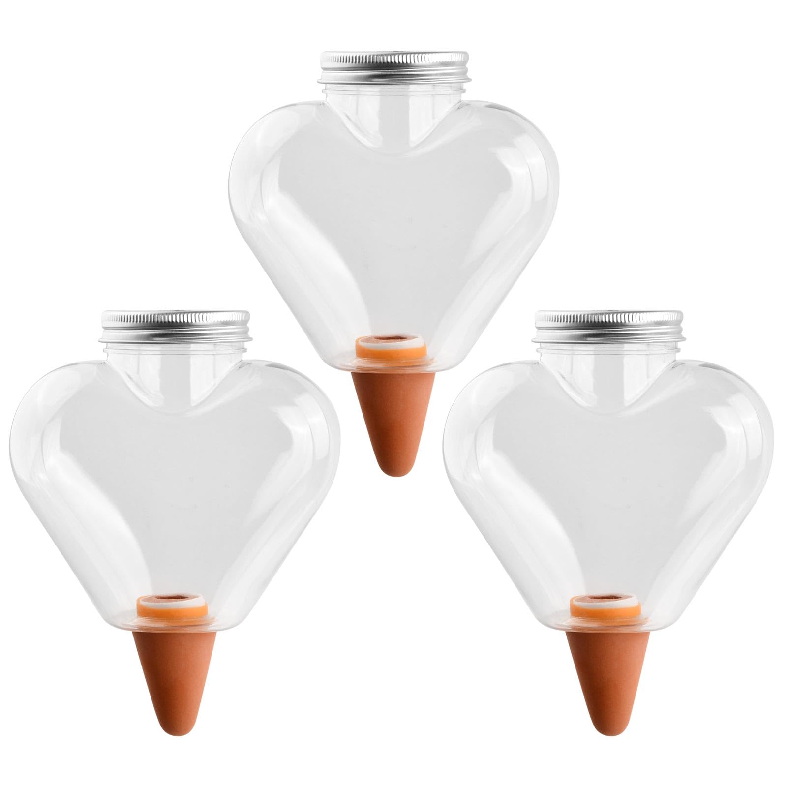 3 Irrigatori Automatici A Goccia Per Piante | Bulbi In Terracotta E Plastica Da 200 Ml | Forma Stella E Cuore | Per Vacanze E Innaffiatura Casalinga