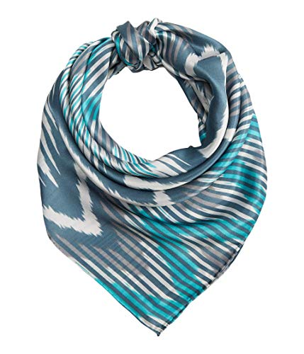 M&F Western Wild Rags Silk Large Patterned Scarf Bandana Turquoise Cheveron One Size