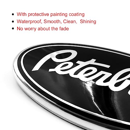 1Pc Word Peterbilt Oval 9" Abs Aluminum Car Front Grille Grill Hood Custom Auto Trunk Emblem Badge Fit For 4L34-15402A-Ca Black #TOP4
