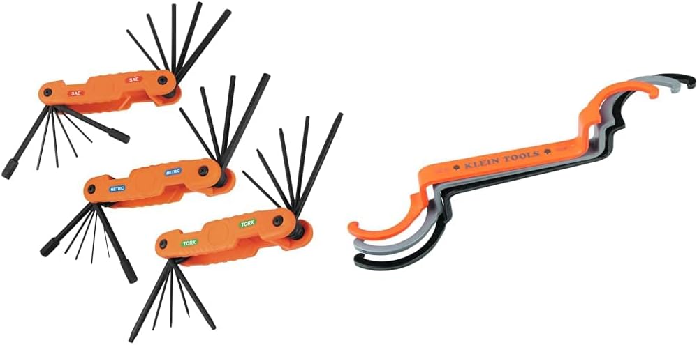 Klein Tools 70553 31-Piece Pro Folding Hex Key Set 50900R 3-Piece Conduit Lockout Wrench Set, Tighten and Loosen Locknuts