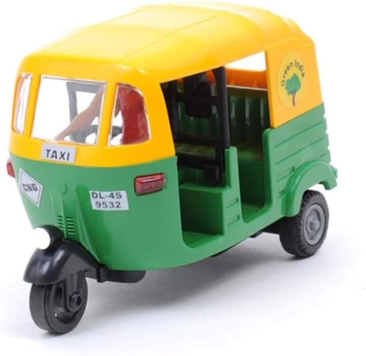 Auto Rickshaw Toy with Movable Handle and Pull Back Action for Kids ...