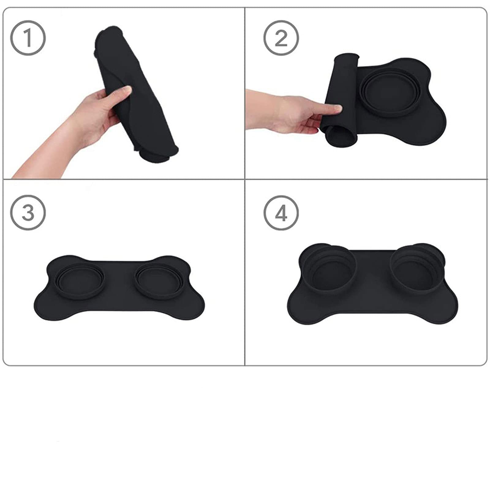 RTHGTFGW Comedero Perro Tazón de Perro portátil Double Silicone Plegable Sin derrame No Skid Travel Pet Feeder Food Water Puppy Puppy Feeding