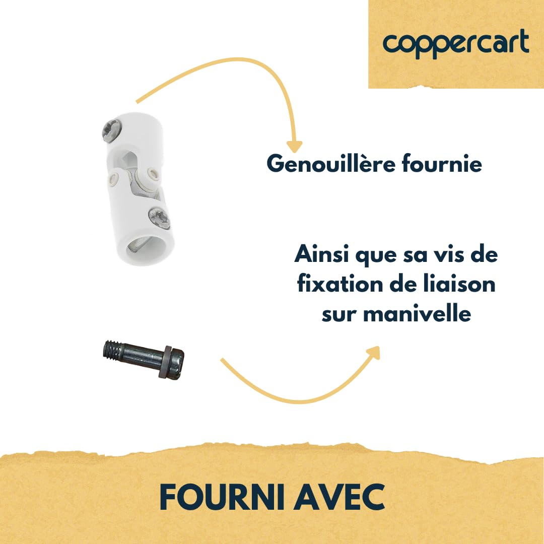 Sortie de Caisson Volet Roulant 90° – D590MB - Longueur 355 mm – Renvoi de Manivelle 6 Pans 7 – Système de Manœuvre à Manivelle – Blanc – Fixation Vis