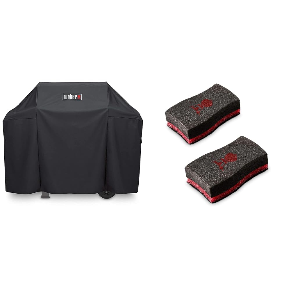 Weber 7183 Premium Abdeckhaube für Spirit/Spirit II 300-Serie und Spirit EO-210, schwarz & 17688 Reinigungsschwamm, 2 Stück